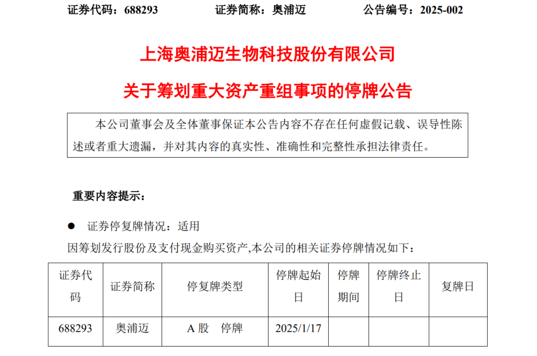 又一重大重组！明日停牌图1