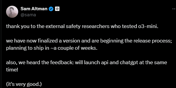 DeepSeek动摇信心？OpenAI或在周五紧急上线最强模型O3 Mini图2